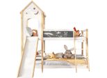 Letto Impilabile Per Bambini Con Scivolo - 90X200Cm - Letto A Castello Per Bambini Con Scala Ad Angolo, Protezione Anticaduta E Finestra - Letto Per Bambini