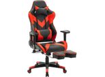 Sedia Da Gioco Luxe - Con Poggiapiedi - Rosso - Regolabile In Altezza - Sedia Da Ufficio Ergonomica - Pelle Finta