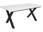 Tavolo Da Pranzo Happyment Dublin - Rettangolare - Da 4 A 6 Persone - Legno Massiccio - Aspetto Pregiato - Struttura A X In Bianco/Nero - 170X90X75Cm