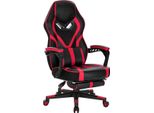 Happyment Gamestoel Deluxe - Sedia Ergonomica Da Gioco E Da Ufficio Con Poggiapiedi - Regolabile In Altezza - Rosso - Pelle Finta