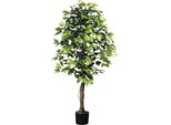 Pianta Artificiale Ficus Benjamini 150 Cm, 840 Foglie In Vaso 16X14 Cm, Verde, Decorazione