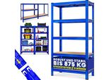 Monzana® Materiale Di Fissaggio Per Scaffalature Pesanti Scaffalatura Per Cantine Scaffalatura Per Magazzini Scaffalatura A Innesto Scaffalatura In Metallo Scaffalatura Per Officina, Modello: 5 Ripiani - 180X90X40Cm - Blu