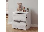 Cassettiera HWC-C62, Cassettiera In Legno, Effetto Shabby Vintage, 2 Cassetti 36X32X26Cm ~ Bianco