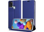 Cadorabo Custodia Per Cellulare Per Samsung Galaxy A21S Custodia Protettiva In Blu Cover Etui Book Case Booklet