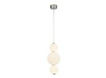 Snowball Lampada A Sospensione A 3 Luci, Cromo Con Paralume In Vetro Opalino