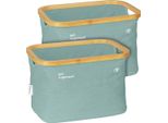 Tom Tailor Scatola Portaoggetti Con Struttura In Bambù Set Di 2 Scatole Organizer Per Bagno Con Cestino Sage