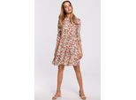 Made Of Emotion Abito Floreale Da Donna Nario M521 Rosso-Rosa S