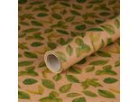 Carta Da Regalo Foglie Verdi, Marrone, 0,70 X 10 M, Carta Kraft - Compleanno