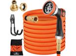 Gardebruk® Tubo Estendibile Da Giardino 30 M In Lattice Adattatore In Ottone 1/2" 3/4"" Tubo Idrico Innaffiare Giardino Flessibile"