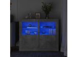 Maison Exclusive - Comodini Con Luci Led 2 Pezzi Grigio Cemento Materiale Ligneo