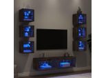 Maison Exclusive - Mobili Tv A Muro Con Led 8Pz Rovere Fumo In Legno Multistrato