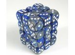 Set Di Cubi Chessex Gemini Blu-Acciaio/Bianco D6 12 Mm (36 Pezzi)