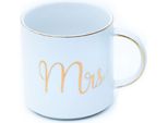 Tazza Da Caffè Intirilife In Bianco Con Bordo Dorato E Scritta Mrs - Capacità 300 Ml - Tazza Da Tè Con Manico Per Matrimonio