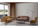 Set Chesterfield Marrone Divani Soggiorno 2X Poltrona Tre Posti Mobili