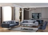 Set Di Divani Chesterfield Grigi Divano Da Salotto A Tre Posti + Poltrona
