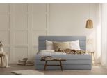 Polsterbett Home Affaire "Merrit", Grau (Hellgrau), B:193Cm H:124Cm L:234Cm, Struktur (70% Recyceltes Polyester, 30% Polyester), Betten, Polsterbett Ohne Bettkasten Polsterbett, Quernaht Im Kopf- Und FußTeil, In 5 Breiten, Auch In 220 Cm LäNge