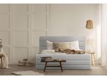 Polsterbett Home Affaire "Merrit", Beige, B:173Cm H:124Cm L:214Cm, Struktur (70% Recyceltes Polyester, 30% Polyester), Betten, Polsterbett Ohne Bettkasten Polsterbett, Quernaht Im Kopf- Und FußTeil, In 5 Breiten, Auch In 220 Cm LäNge