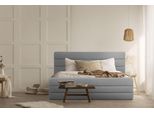 Polsterbett Home Affaire "Merrit", Grau (Hellgrau), B:213Cm H:124Cm L:214Cm, Struktur (70% Recyceltes Polyester, 30% Polyester), Betten, Polsterbett Ohne Bettkasten Polsterbett, Quernaht Im Kopf- Und FußTeil, In 5 Breiten, Auch In 220 Cm LäNge