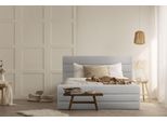 Polsterbett Home Affaire "Merrit", Beige, B:153Cm H:124Cm L:234Cm, Struktur (70% Recyceltes Polyester, 30% Polyester), Betten, Polsterbett Ohne Bettkasten Polsterbett, Quernaht Im Kopf- Und FußTeil, In 5 Breiten, Auch In 220 Cm LäNge