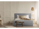 Polsterbett Home Affaire "Merrit", Grau (Hellgrau), B:173Cm H:124Cm L:234Cm, Struktur (70% Recyceltes Polyester, 30% Polyester), Betten, Polsterbett Ohne Bettkasten Polsterbett, Quernaht Im Kopf- Und FußTeil, In 5 Breiten, Auch In 220 Cm LäNge