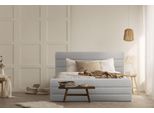 Polsterbett Home Affaire "Merrit", Beige, B:193Cm H:124Cm L:234Cm, Struktur (70% Recyceltes Polyester, 30% Polyester), Betten, Polsterbett Ohne Bettkasten Polsterbett, Quernaht Im Kopf- Und FußTeil, In 5 Breiten, Auch In 220 Cm LäNge