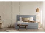 Polsterbett Home Affaire "Merrit", Grau (Hellgrau), B:173Cm H:124Cm L:214Cm, Struktur (70% Recyceltes Polyester, 30% Polyester), Betten, Polsterbett Ohne Bettkasten Polsterbett, Quernaht Im Kopf- Und FußTeil, In 5 Breiten, Auch In 220 Cm LäNge
