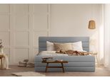 Polsterbett Home Affaire "Merrit", Grau (Hellgrau), B:213Cm H:124Cm L:234Cm, Struktur (70% Recyceltes Polyester, 30% Polyester), Betten, Polsterbett Ohne Bettkasten Polsterbett, Quernaht Im Kopf- Und FußTeil, In 5 Breiten, Auch In 220 Cm LäNge
