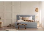 Polsterbett Home Affaire "Merrit", Grau (Hellgrau), B:153Cm H:124Cm L:214Cm, Struktur (70% Recyceltes Polyester, 30% Polyester), Betten, Polsterbett Ohne Bettkasten Polsterbett, Quernaht Im Kopf- Und FußTeil, In 5 Breiten, Auch In 220 Cm LäNge