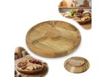 Tagliere Girevole In Legno Per Servire Snack | Diametro 34 Cm | 3 Compartimenti, Legno Di Quercia