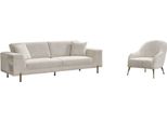Set Da Salotto 2 Pezzi Divano A 3 Posti Con Poltrona, Divani In Tessuto Dal Design Moderno