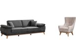Set Di Divani Moderni Set Da Salotto Divano Poltrona Poltrona Tessile 3+1 Mobili