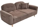 Divano 3 Posti Imbottito Divano Marrone Tessuto Seduta Design Divano Moderno Tessuto