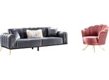 Set Soggiorno 2 Pezzi Divano 3 Posti Poltrona Tessile 3+1 Divano Moderno