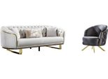 Set Da Salotto 2Pcs 3+1 Divano Poltrona Tessile Chesterfield Settee