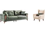 Lussuoso Set Da Soggiorno 2 Pezzi Divano 3 Posti Poltrona Design Moderno Divano