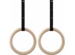 Anelli Ginnici In Legno Per Fitness - 32 Mm - Crossfit, Palestra E Calisthenics - Anelli Ginnici In Legno - Allenamento Della Forza - Incl. Cinghie Di Sospensione E Nastro Antiscivolo