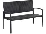Panca Da Giardino A 2 Posti - Polyrattan - Resistente Alle Intemperie - Robusta Struttura In Acciaio - Nero/Grigio - Per Balcone, Terrazza E Giardino - Leggera E Facile Da Montare