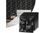 Clanmacy 12 Pezzi Pannelli 3D Pannelli Da Parete In Cloruro Di Polivinile Pvc - Pannelli Per Pareti E Soffitti - 50X50 Cm (0,25 M²) - Leggeri, Flessibili E Facili Da Installare - Nero