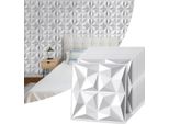 Clanmacy 12 Pezzi Pannelli 3D Pannelli Da Parete In Cloruro Di Polivinile Pvc - Pannelli Per Pareti E Soffitti - 50X50 Cm (0,25 M²) - Leggeri, Flessibili E Facili Da Installare - Bianco