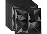 Clanmacy 12 Pezzi Pannelli 3D Pannelli Da Parete In Cloruro Di Polivinile Pvc - Pannelli Per Pareti E Soffitti - 30X30 Cm (0,9 M²) - Leggeri, Flessibili E Facili Da Installare - Nero