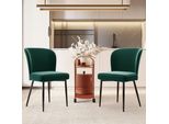 Sedia Da Pranzo Sweiko (2 Pezzi), Verde Scuro, Sedia Imbottita Sedia Di Design Con Schienale, Seduta In Velluto Struttura In Metallo