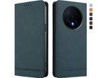 Custodia Per Honor Magic8, Flip Case In Finto Cuoio Retrò Con Supporto E Slot Per Carte Di Credito Verde