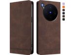 Custodia Per Vivo X300, Custodia Retro In Finto Cuoio Flip Con Supporto E Slot Per Carte Di Credito Marrone