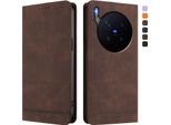 Custodia Per Vivo X300 Pro, Custodia Retro In Finto Cuoio Flip Con Supporto E Slot Per Carte Di Credito Marrone