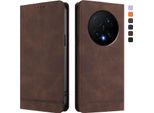 Custodia Per Honor Magic8 Pro, Custodia Retro In Finto Cuoio Con Supporto E Slot Per Carte Di Credito Marrone