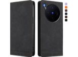 Custodia Per Vivo X300, Custodia Retro In Finto Cuoio Flip Con Supporto E Slot Per Carte Di Credito Nero
