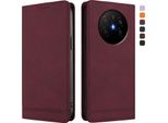 Custodia Per Huawei Mate 70 Air, Custodia Retro In Finto Cuoio Con Supporto E Slot Per Carte Di Credito Rosso