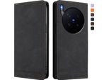 Custodia Per Vivo X300 Pro, Custodia Retro In Finto Cuoio Flip Con Supporto E Slot Per Schede Nero