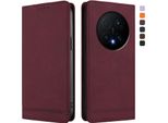 Custodia Per Honor Magic8 Pro, Custodia Retro In Finto Cuoio Con Supporto E Slot Per Carte Di Credito Rosso