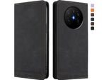 Custodia Per Huawei Mate 70 Air, Custodia Retro In Finto Cuoio Con Supporto E Slot Per Carte Di Credito Nero